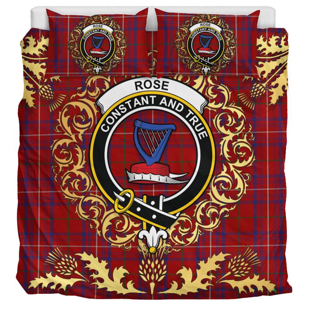 Rose Tartan Crest Bedding Set - Golden Thistle Style