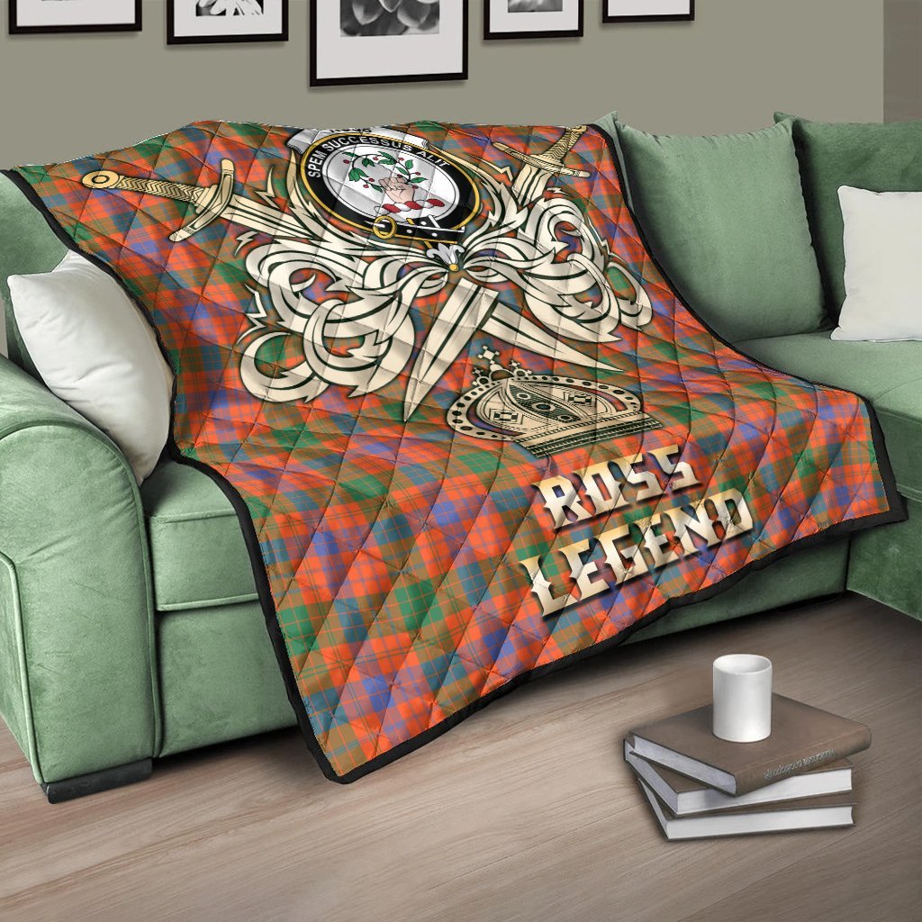 Ross Ancient Tartan Crest Legend Gold Royal Premium Quilt
