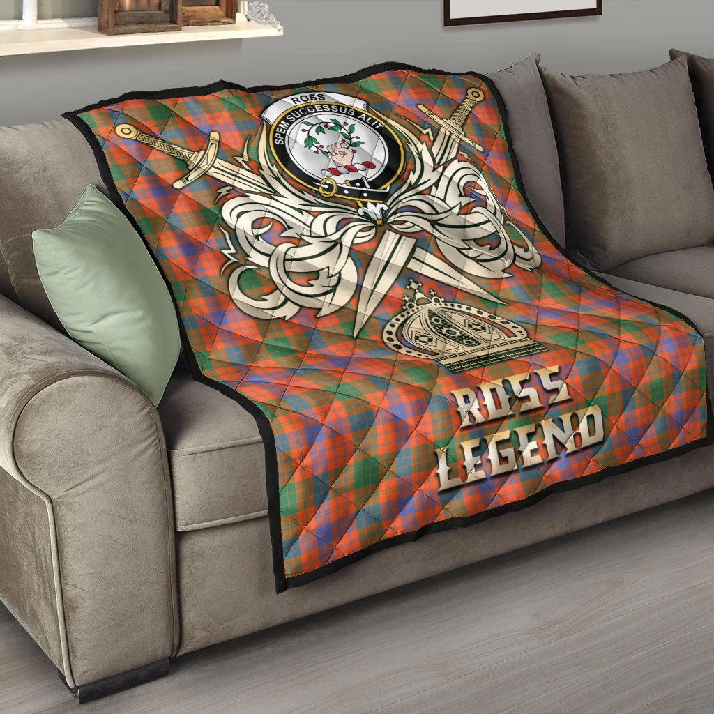 Ross Ancient Tartan Crest Legend Gold Royal Premium Quilt
