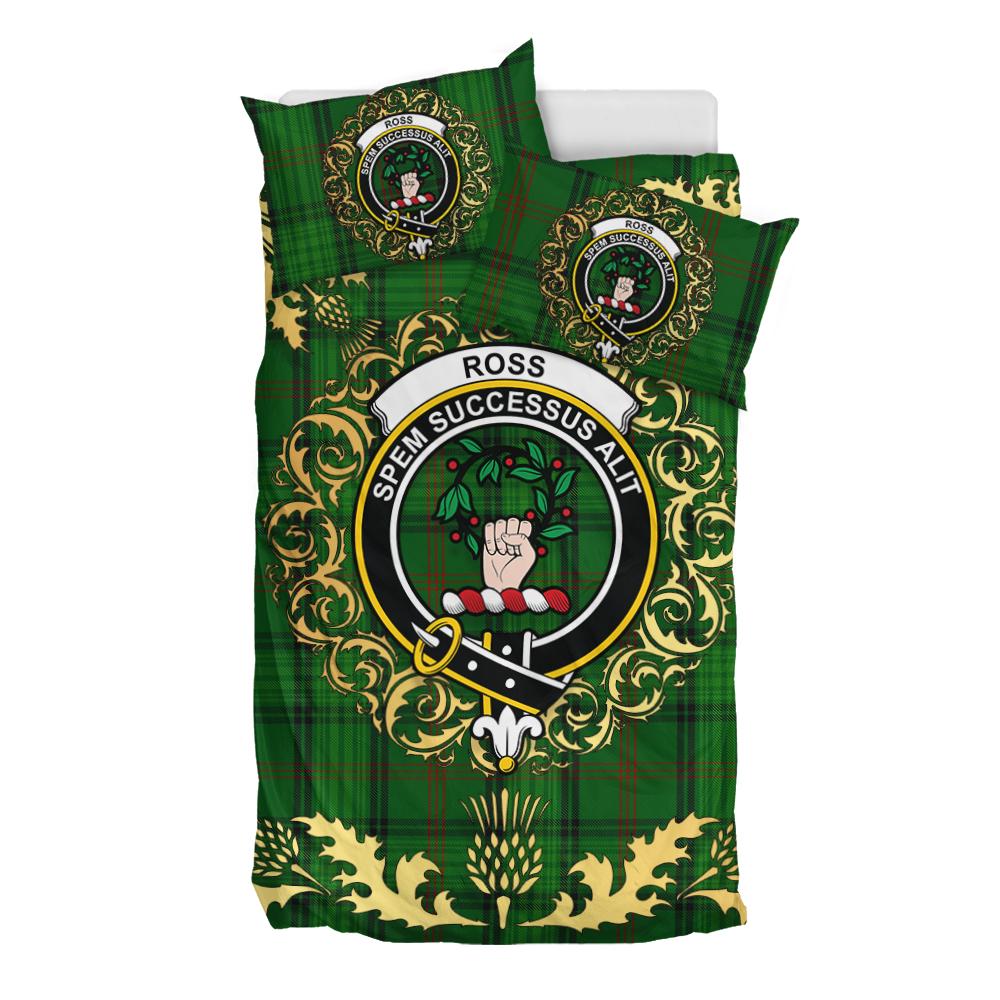 Ross Hunting 03 Tartan Crest Bedding Set - Golden Thistle Style