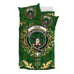 Ross Hunting 03 Tartan Crest Bedding Set - Golden Thistle Style