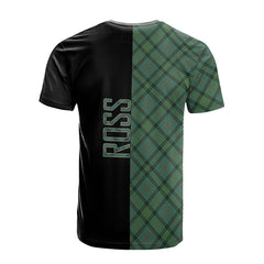 Ross Hunting Ancient Tartan T-Shirt Half of Me - Cross Style