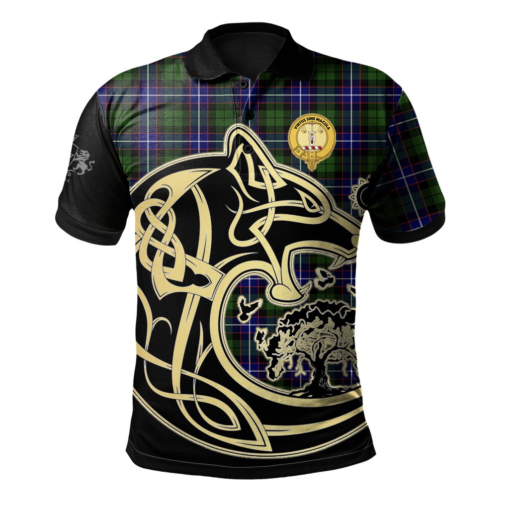 Russell Modern Tartan Polo Shirt Viking Wolf