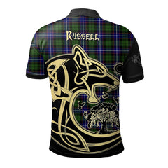 Russell Modern Tartan Polo Shirt Viking Wolf