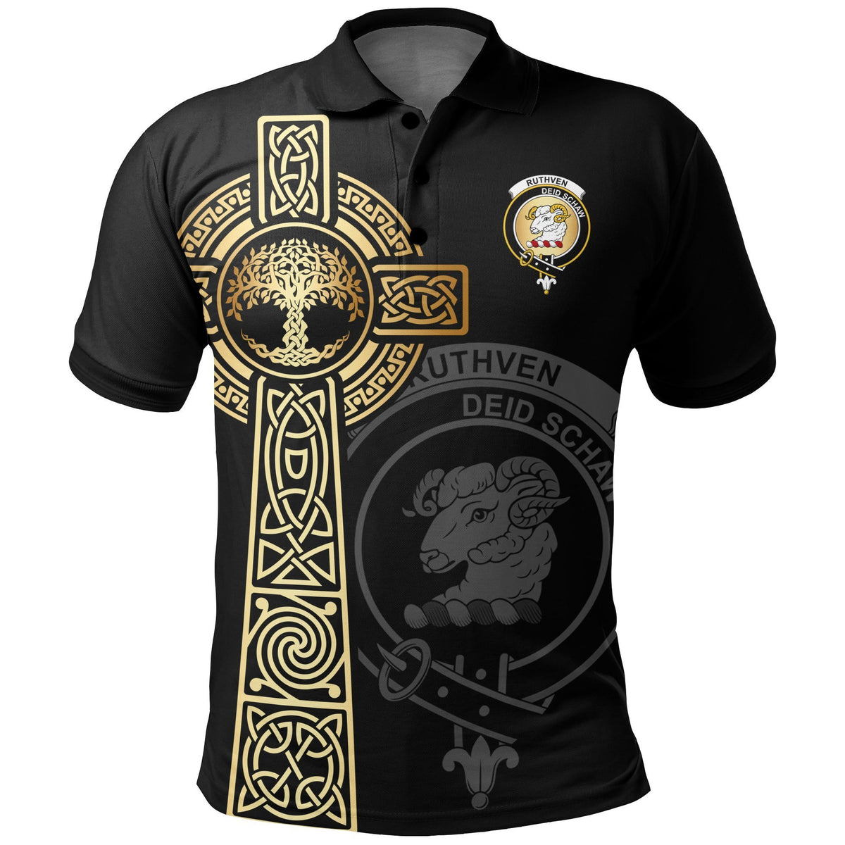 Ruthven Clan Unisex Polo Shirt - Celtic Tree Of Life