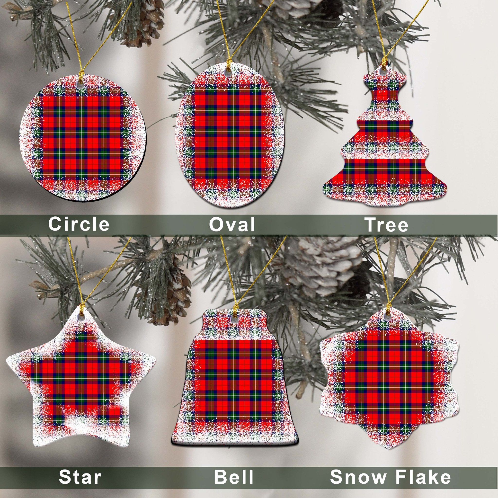 Ruthven Tartan Christmas Ceramic Ornament - Snow Style