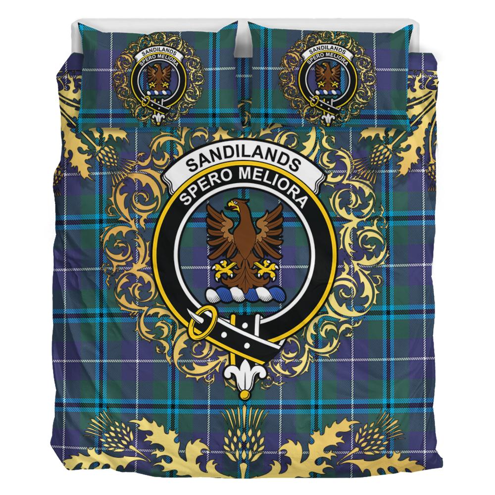 Sandilands Tartan Crest Bedding Set - Golden Thistle Style