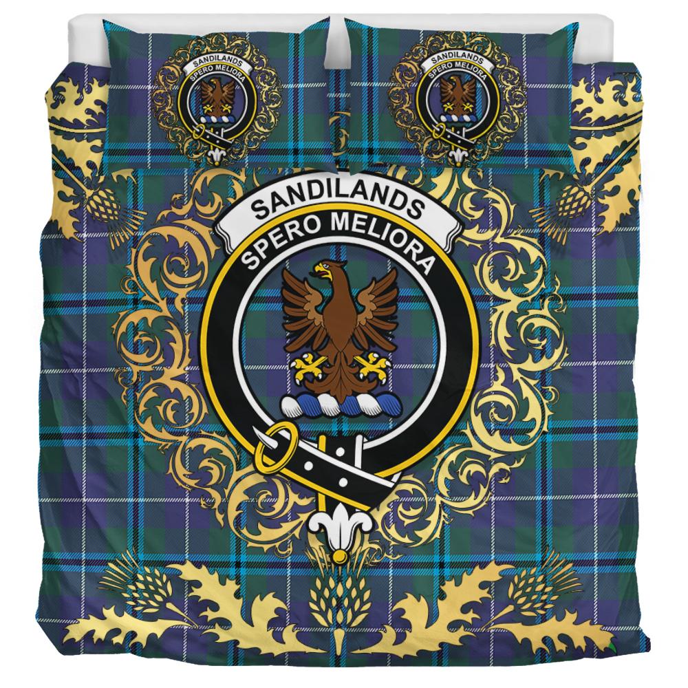 Sandilands Tartan Crest Bedding Set - Golden Thistle Style