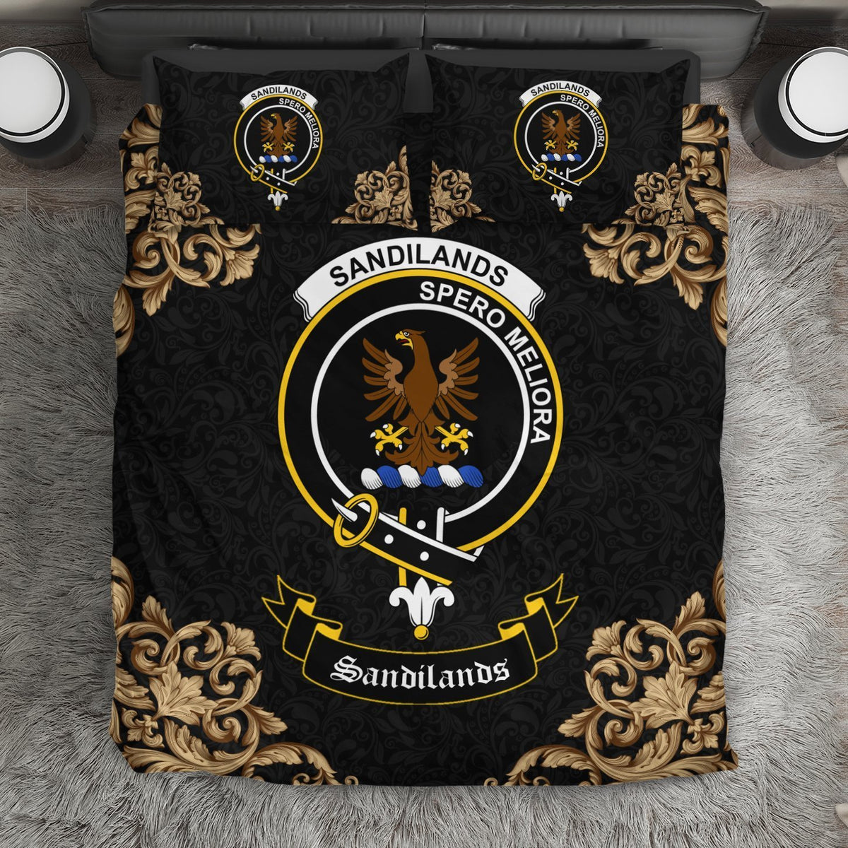 Sandilands Crest Black Bedding Set