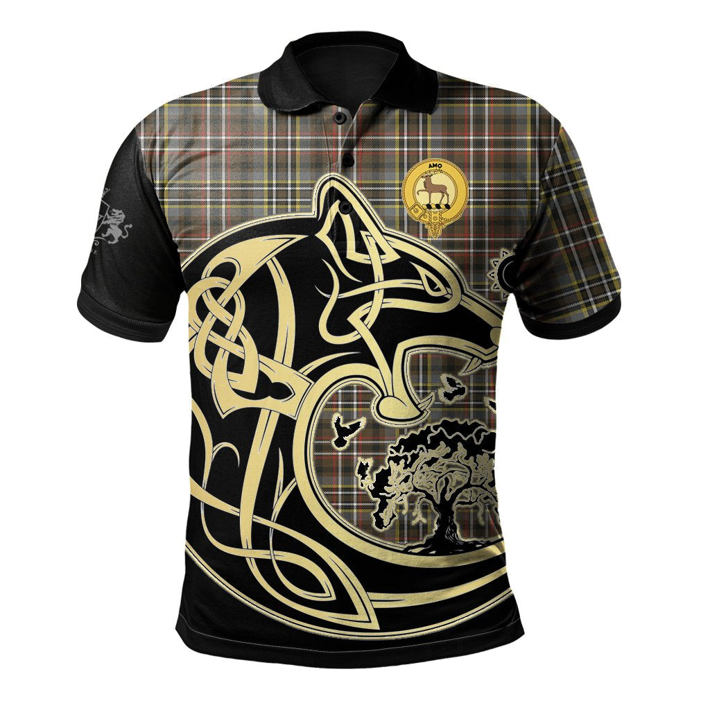 Scott Green Weathered Tartan Polo Shirt Viking Wolf