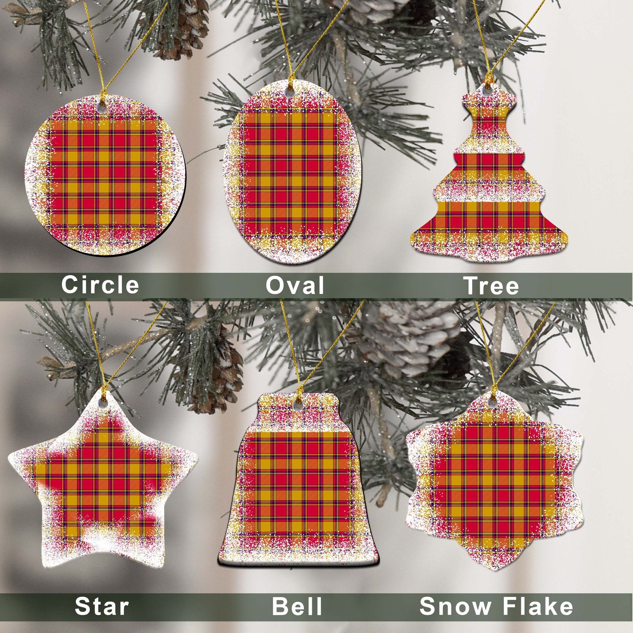 Scrymgeour Tartan Christmas Ceramic Ornament - Snow Style