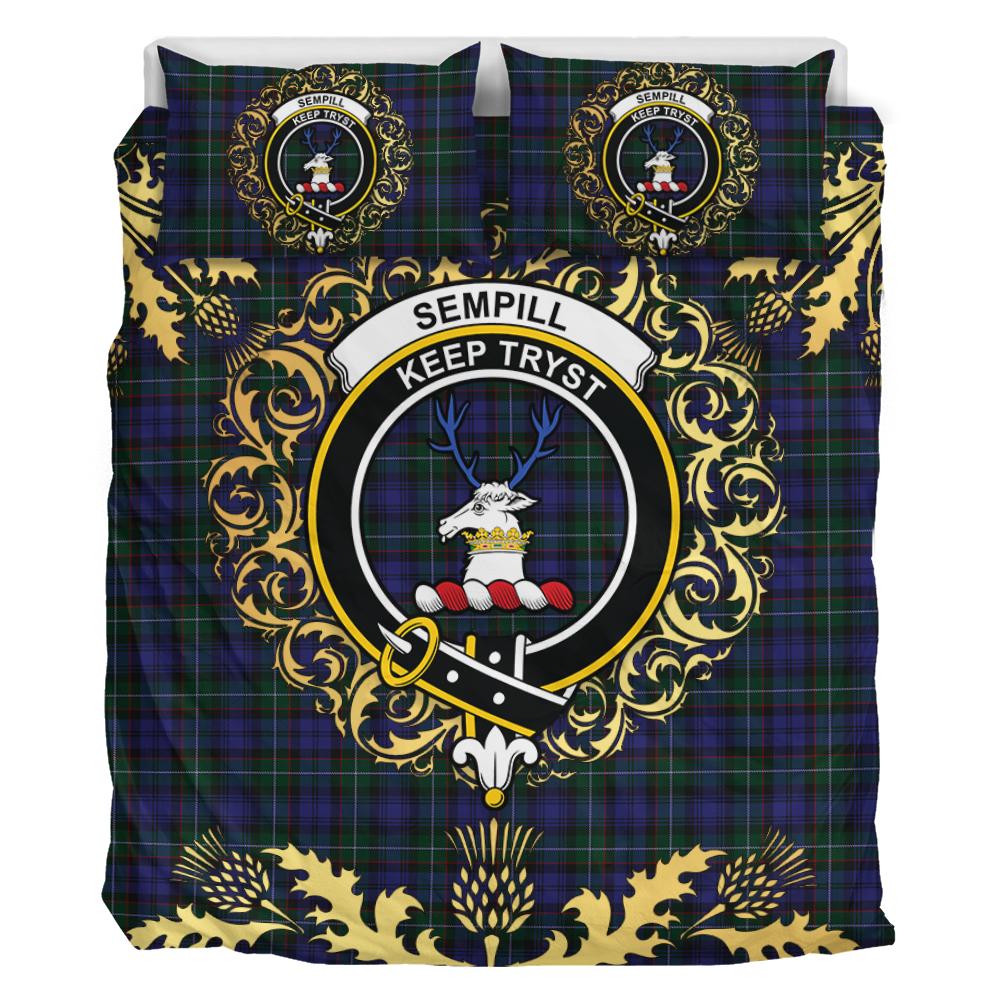 Sempill Tartan Crest Bedding Set - Golden Thistle Style