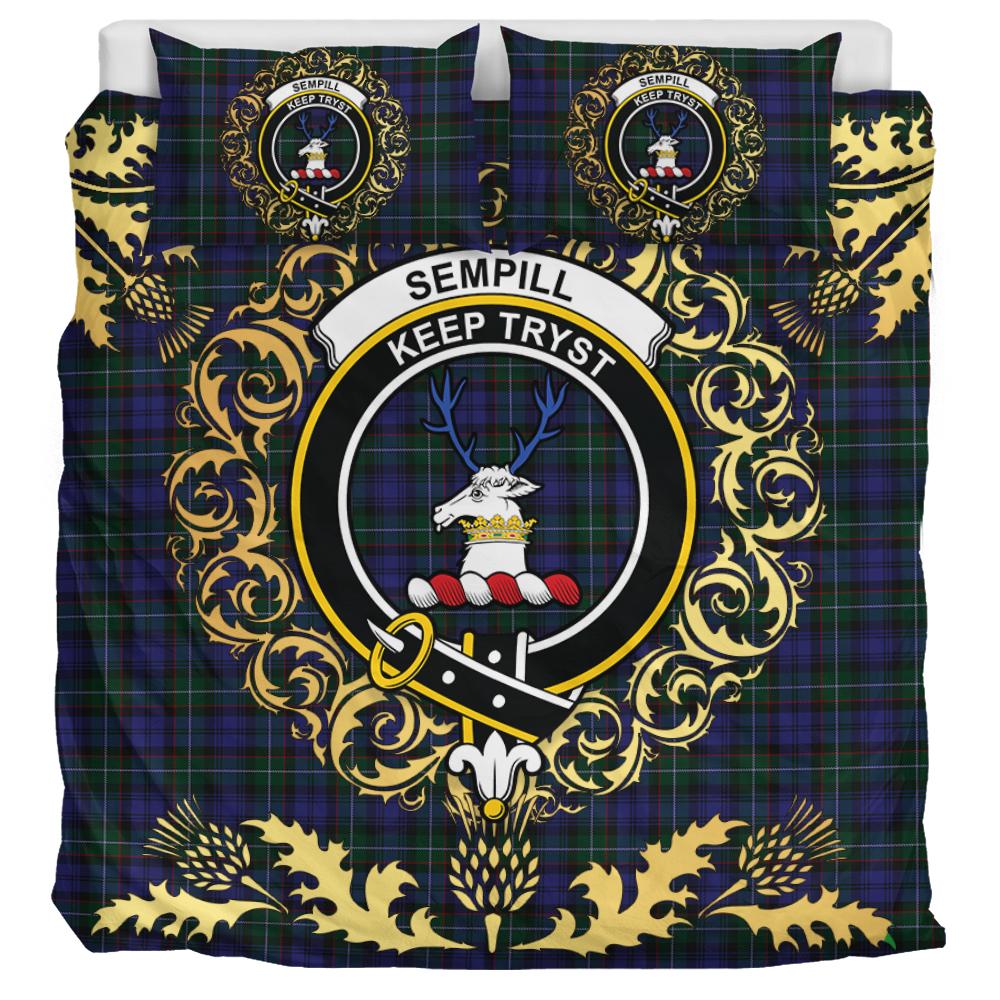 Sempill Tartan Crest Bedding Set - Golden Thistle Style