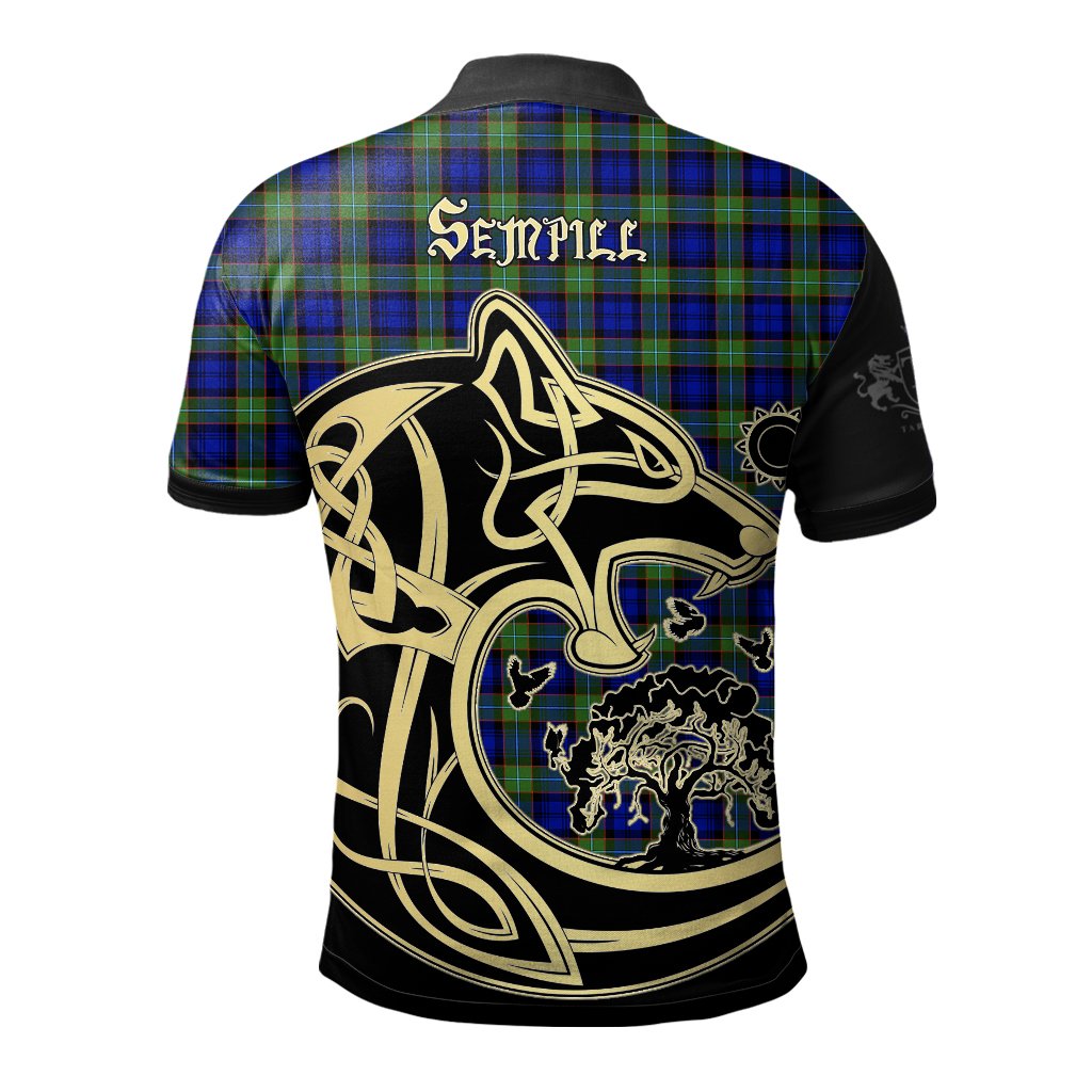 Sempill Modern Tartan Polo Shirt Viking Wolf