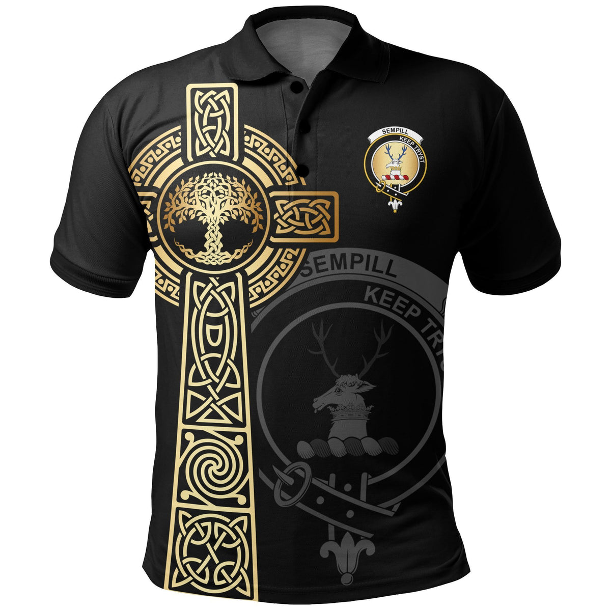 Sempill (or Semple) Clan Unisex Polo Shirt - Celtic Tree Of Life