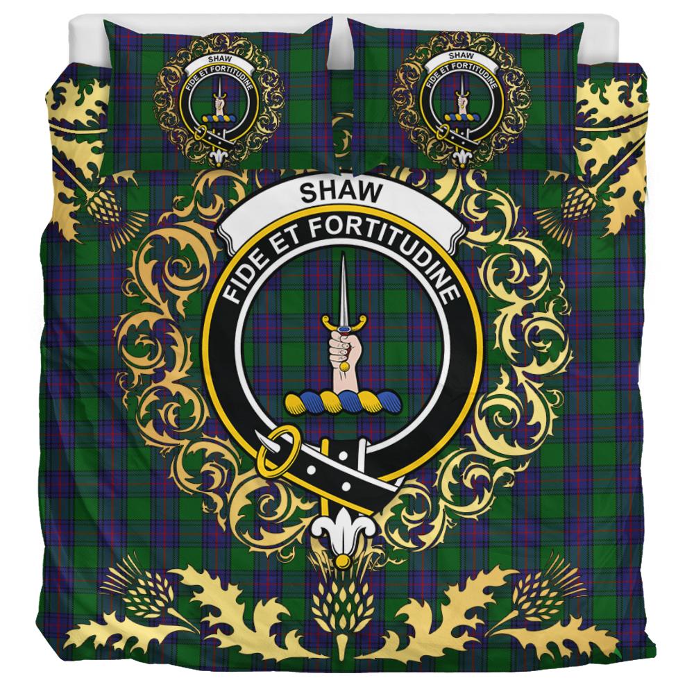 Shaw Tartan Crest Bedding Set - Golden Thistle Style