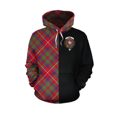 Shaw Red Modern Tartan Hoodie Half of Me - Cross Style