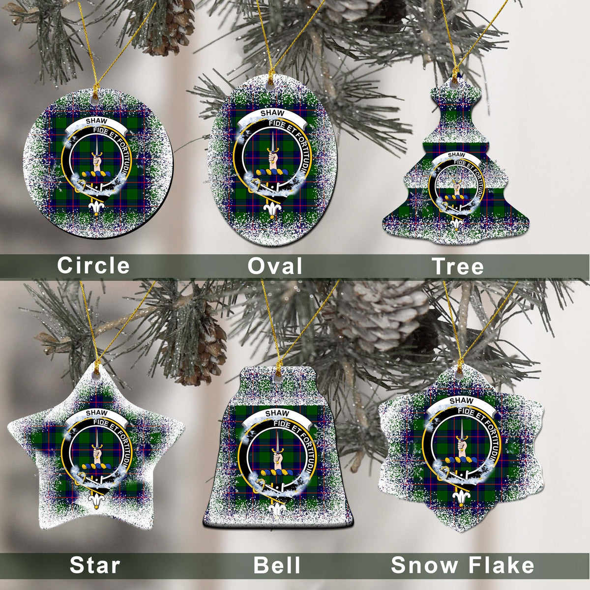 Shaw (of Tordarroch) Tartan Christmas Ceramic Ornament - Snow Style