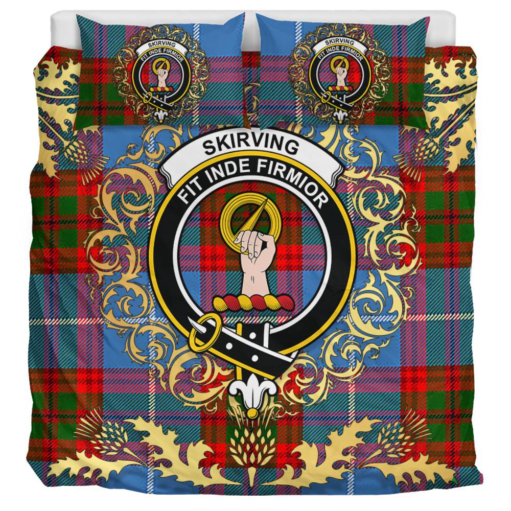 Skirving Tartan Crest Bedding Set - Golden Thistle Style