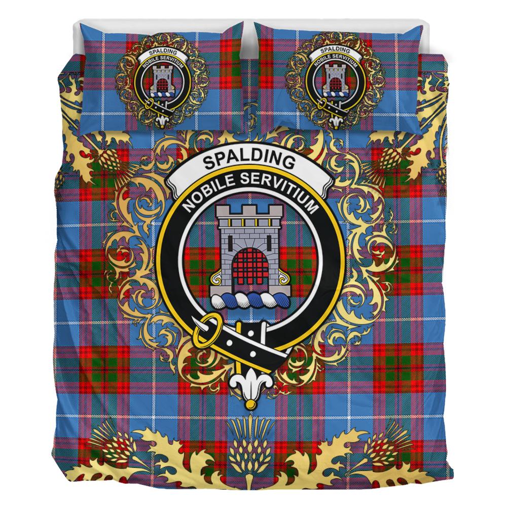 Spalding Tartan Crest Bedding Set - Golden Thistle Style