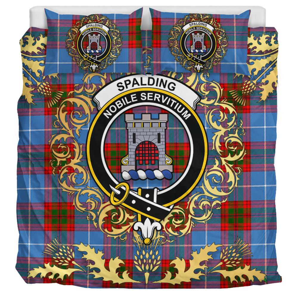 Spalding Tartan Crest Bedding Set - Golden Thistle Style