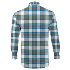 Stewart Muted Blue Tartan Long Sleeve Button Shirt