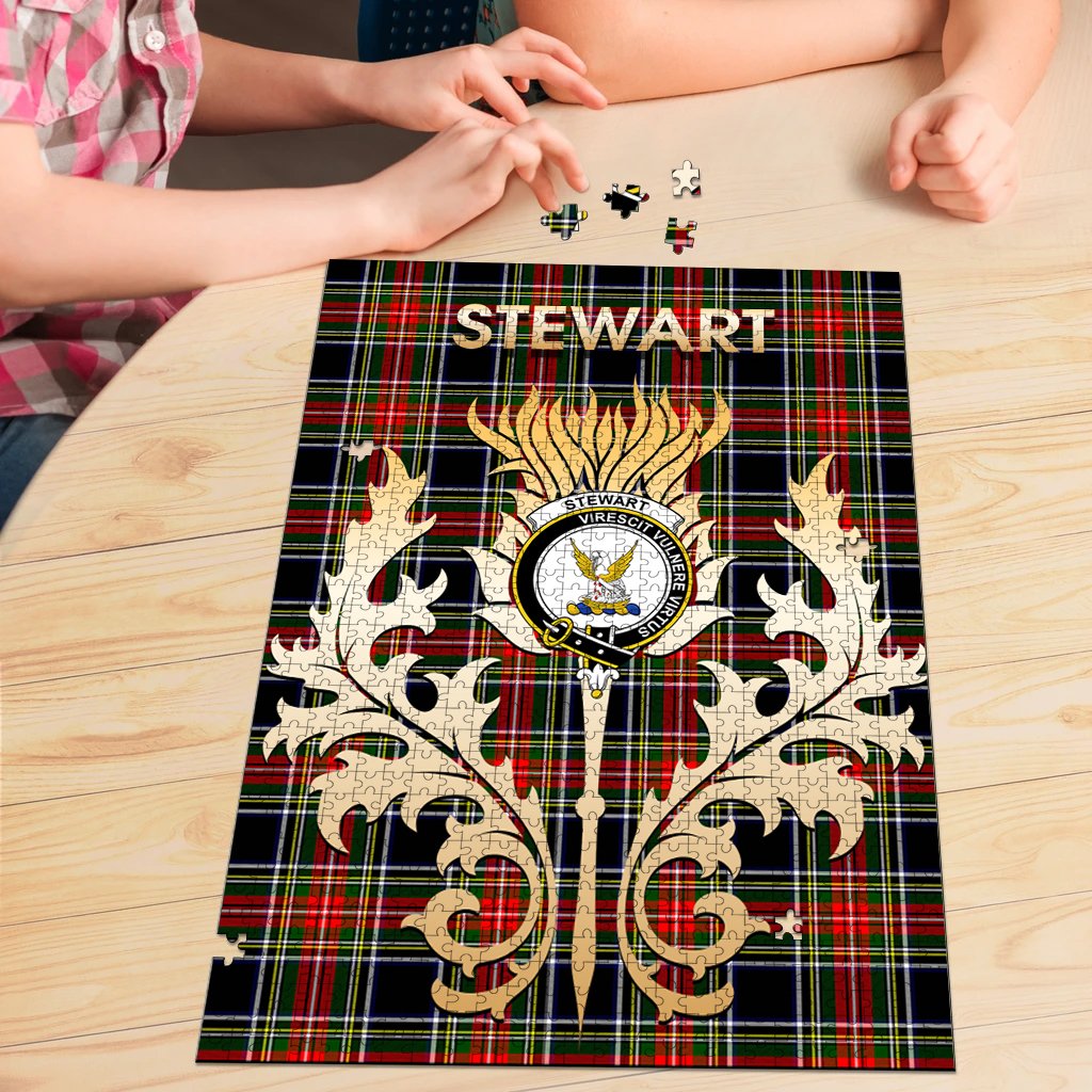 Stewart Black Tartan Crest Thistle Jigsaw Puzzles