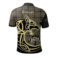 Stewart Hunting Weathered Tartan Polo Shirt Viking Wolf