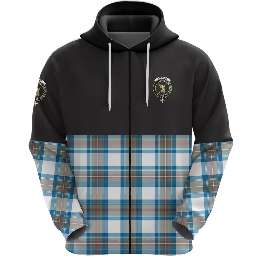 Stewart Muted Blue Clan Half Of Tartan Zipper Hoodie