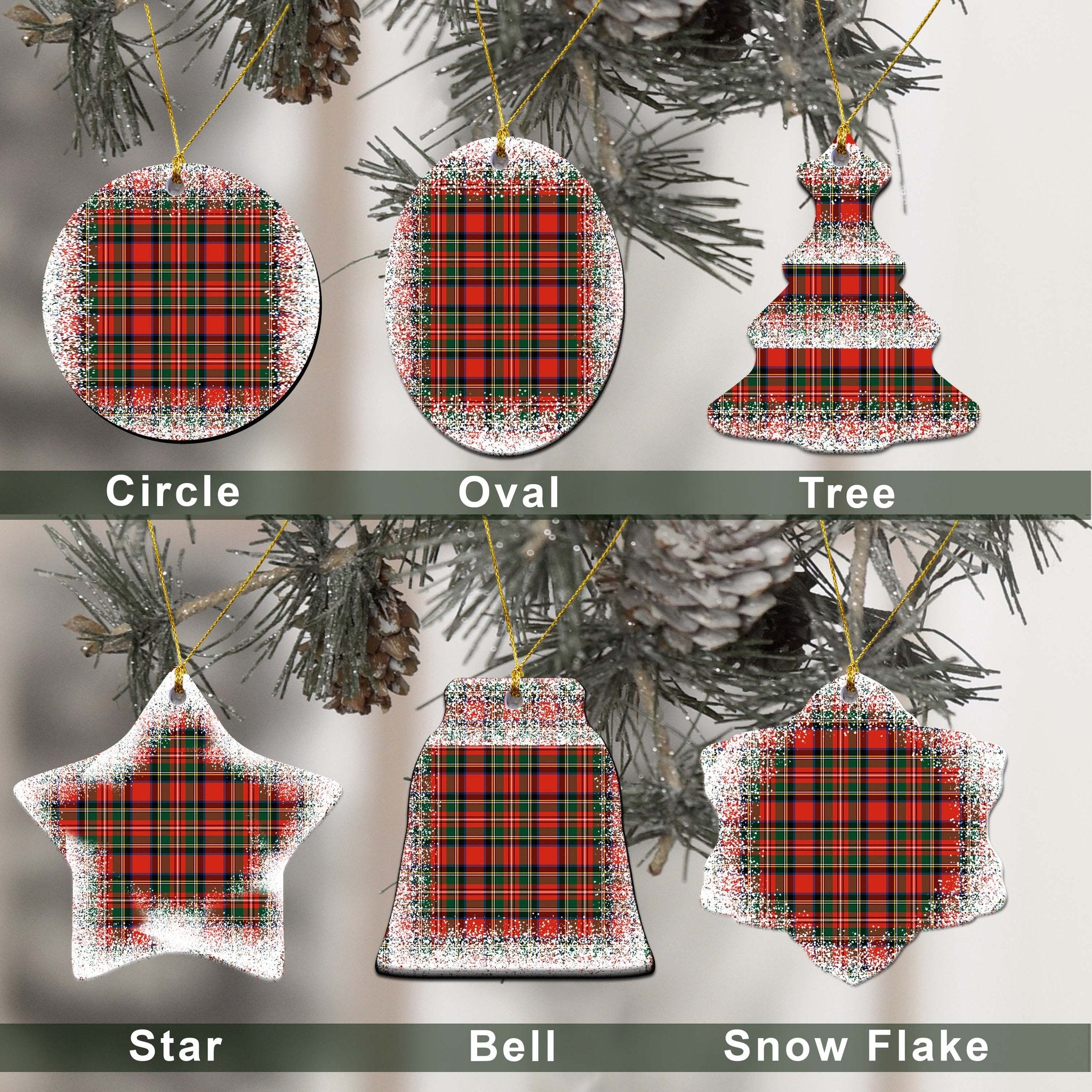 Stewart (High Stewards) Tartan Christmas Ceramic Ornament - Snow Style