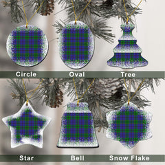 Strachan Tartan Christmas Ceramic Ornament - Snow Style