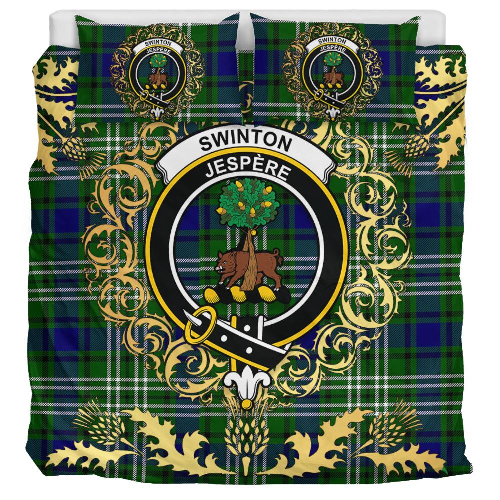 Swinton Tartan Crest Bedding Set - Golden Thistle Style