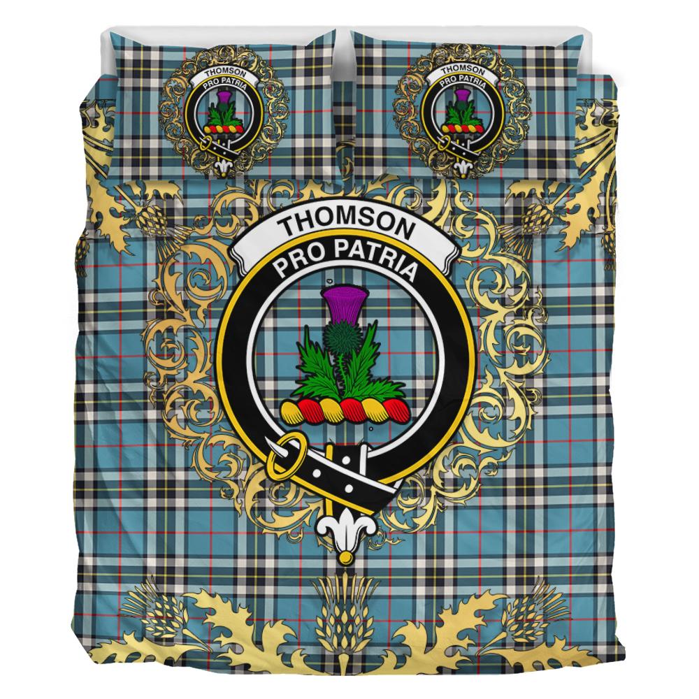 Thomson Tartan Crest Bedding Set - Golden Thistle Style