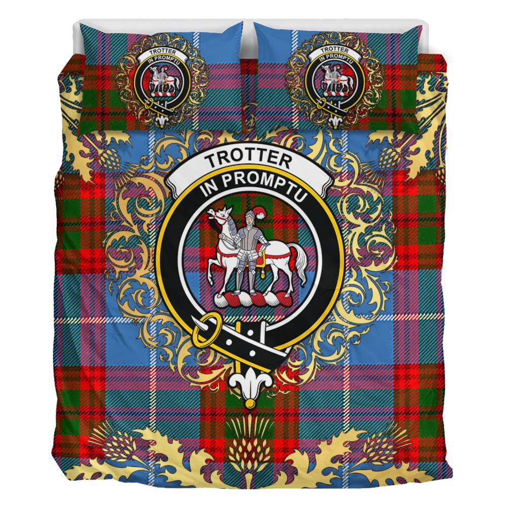 Trotter Tartan Crest Bedding Set - Golden Thistle Style