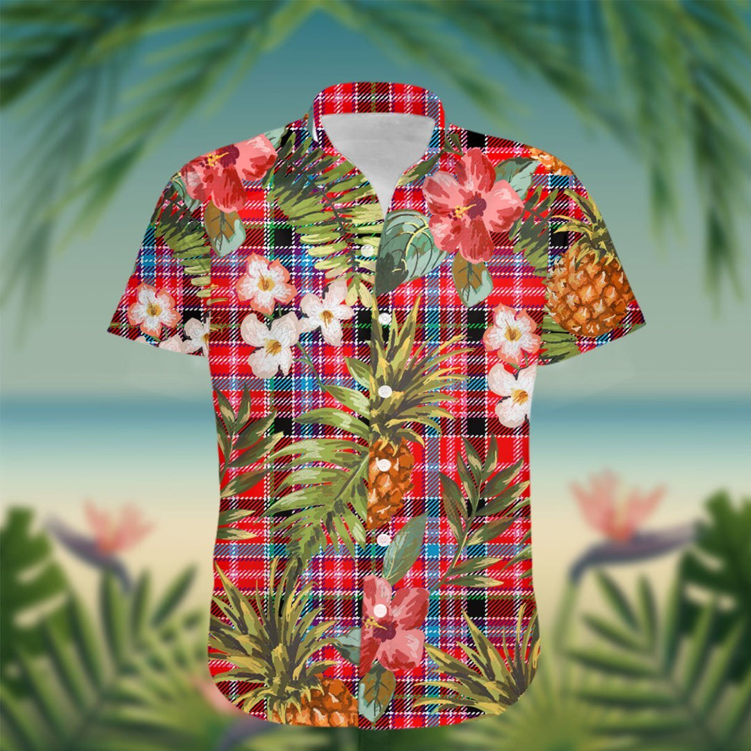Udny Tartan Hawaiian Shirt Hibiscus, Coconut, Parrot, Pineapple - Tropical Garden Shirt