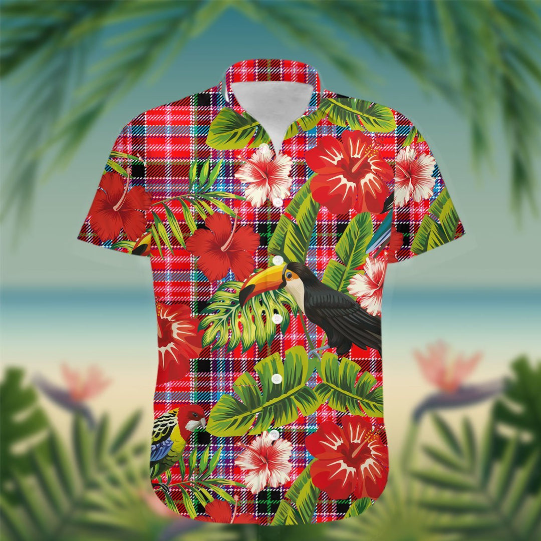 Udny Tartan Hawaiian Shirt Hibiscus, Coconut, Parrot, Pineapple - Tropical Garden Shirt