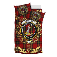 Wallace Tartan Crest Bedding Set - Golden Thistle Style