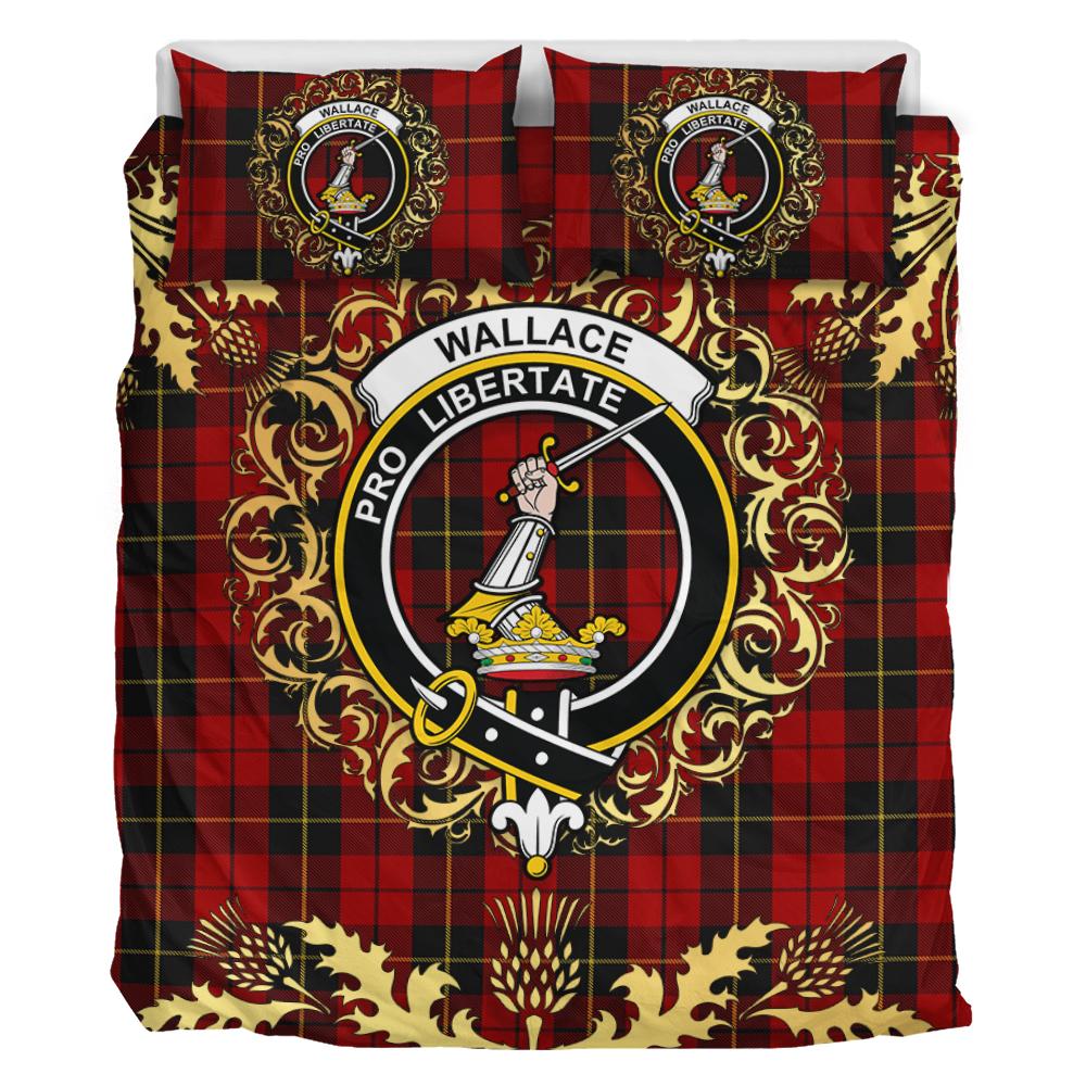 Wallace Tartan Crest Bedding Set - Golden Thistle Style