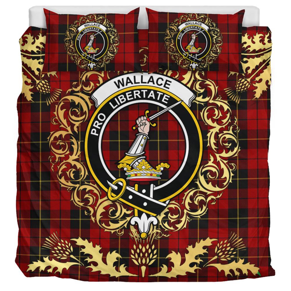 Wallace Tartan Crest Bedding Set - Golden Thistle Style