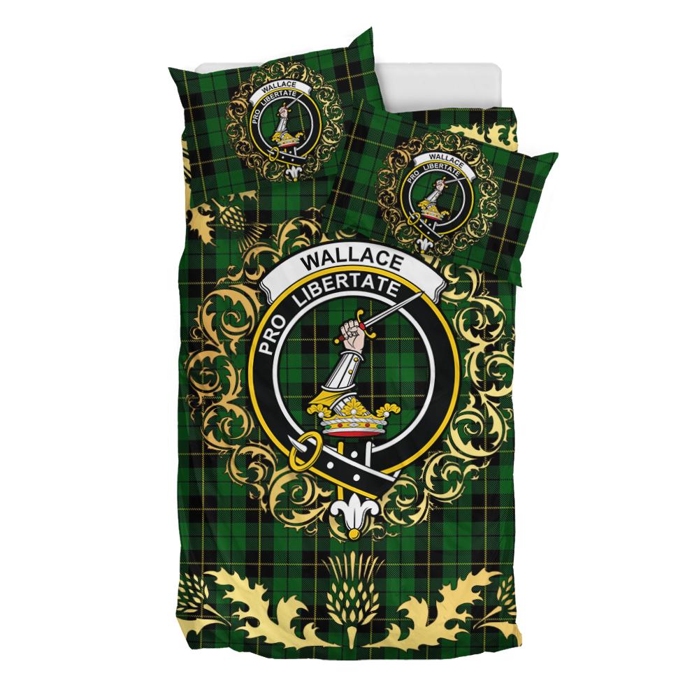 Wallace Hunting Tartan Crest Bedding Set - Golden Thistle Style