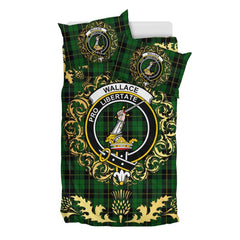 Wallace Hunting Tartan Crest Bedding Set - Golden Thistle Style