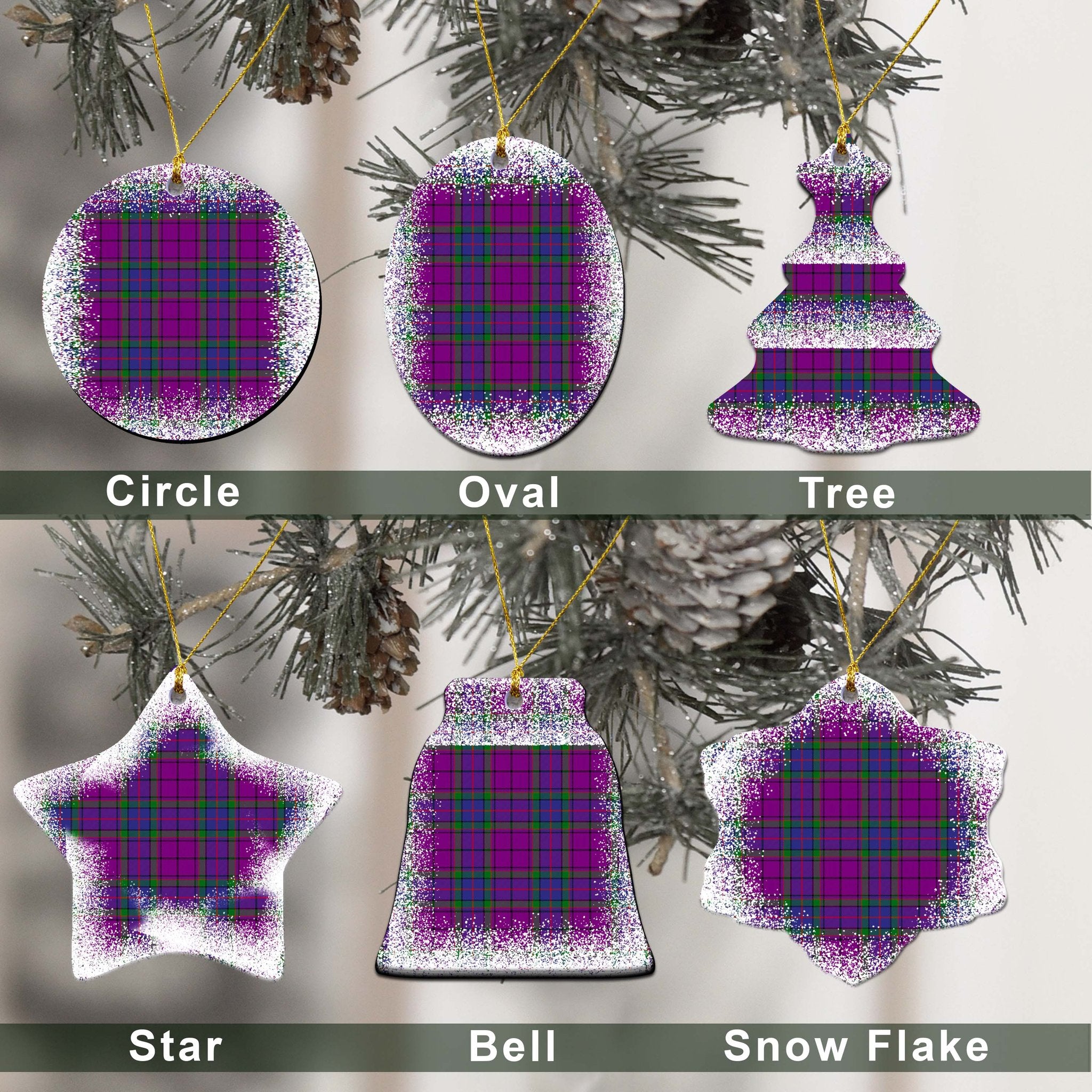 Wardlaw Tartan Christmas Ceramic Ornament - Snow Style