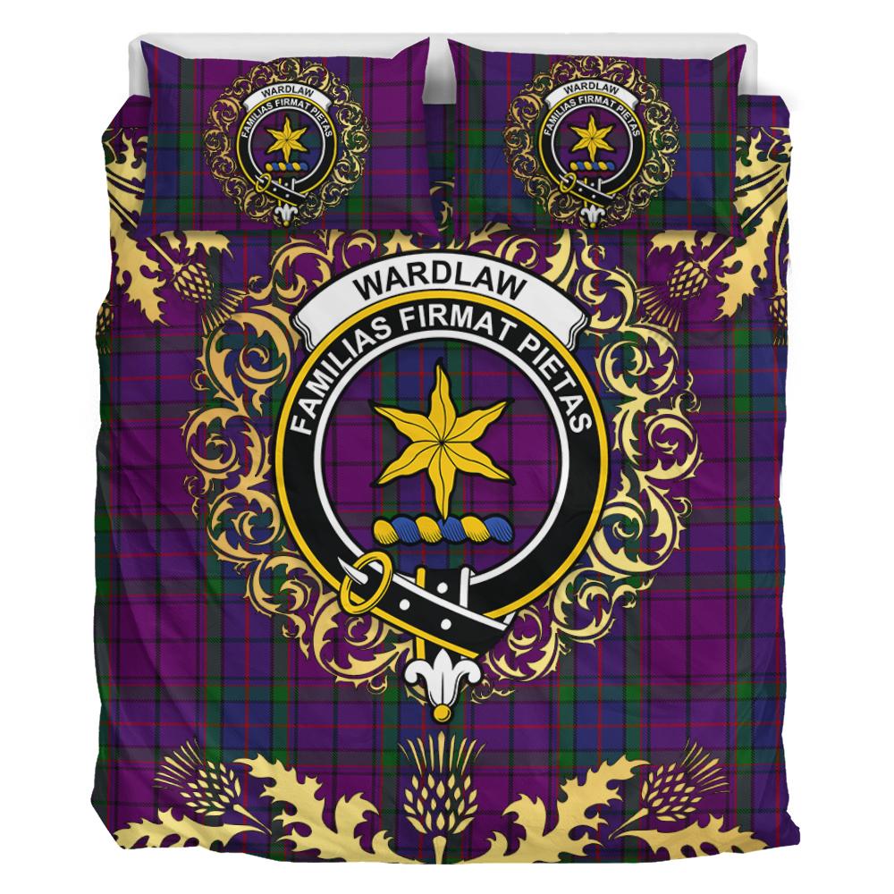 Wardlaw Tartan Crest Bedding Set - Golden Thistle Style