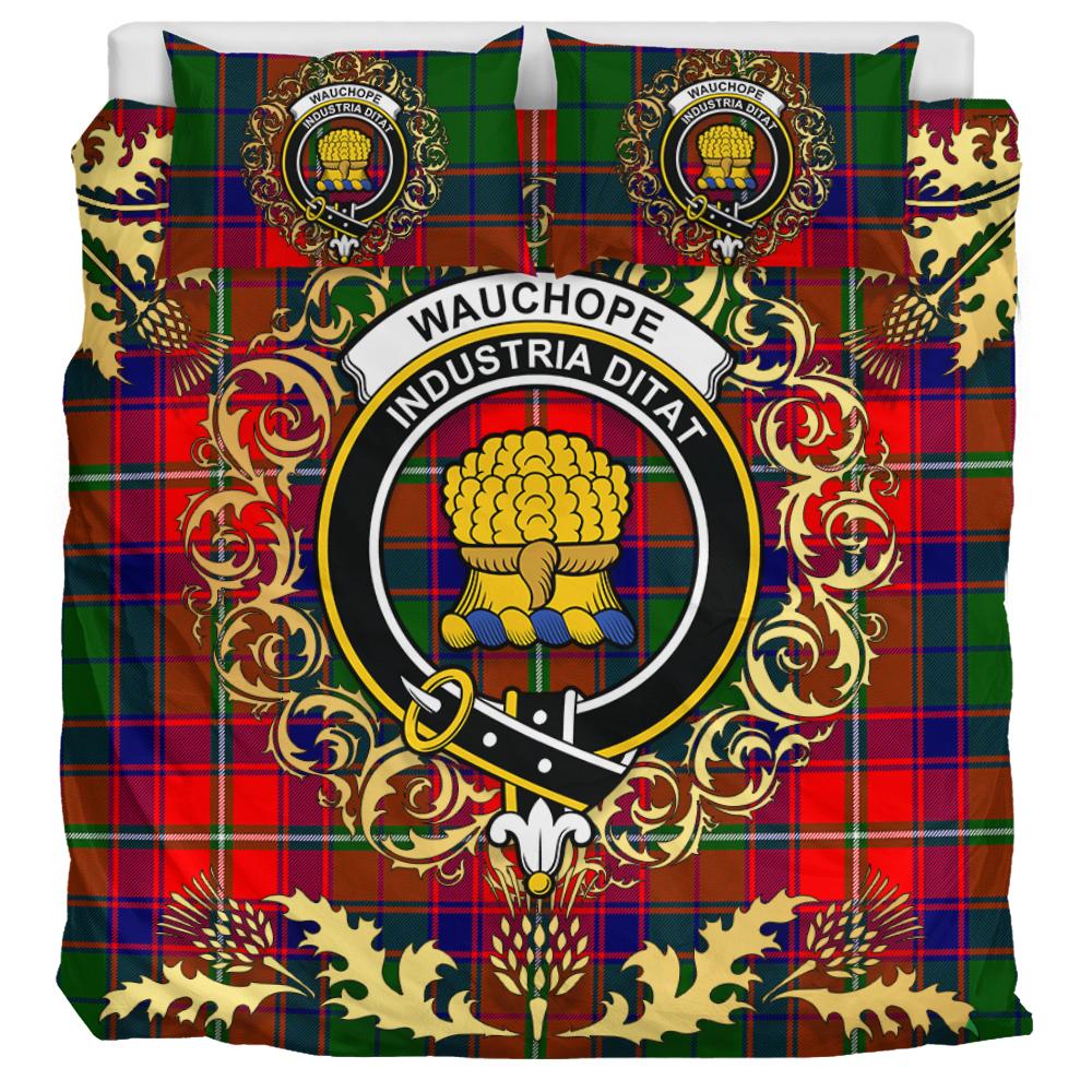 Wauchope Tartan Crest Bedding Set - Golden Thistle Style