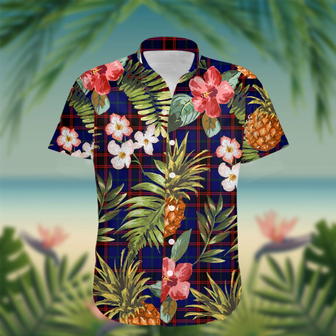 Wedderburn Tartan Hawaiian Shirt Hibiscus, Coconut, Parrot, Pineapple - Tropical Garden Shirt