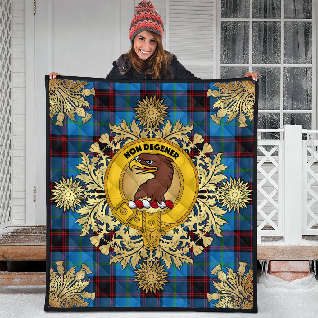 Wedderburn Tartan Crest Premium Quilt - Gold Thistle Style