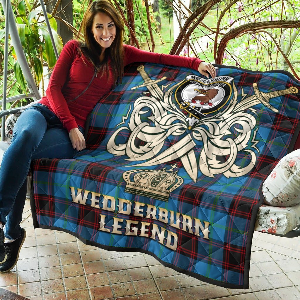 Wedderburn Tartan Crest Legend Gold Royal Premium Quilt