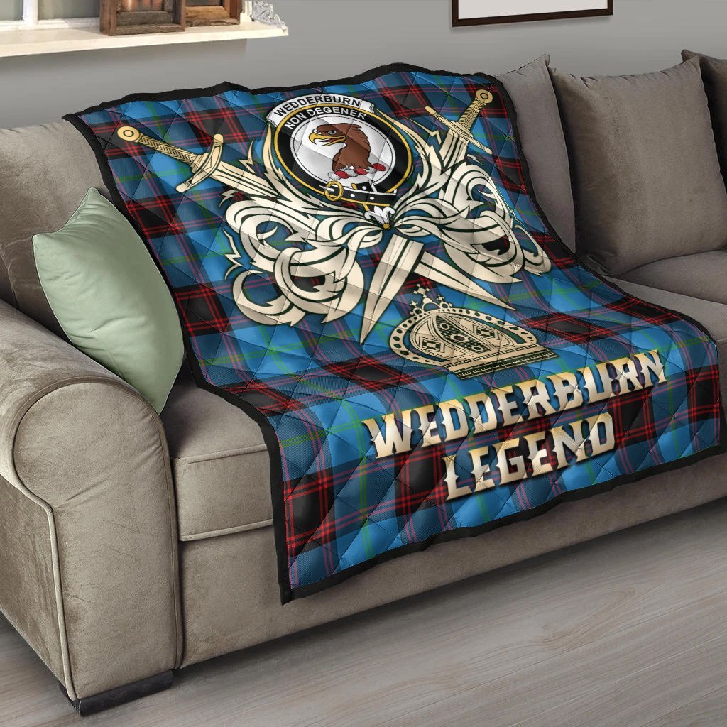 Wedderburn Tartan Crest Legend Gold Royal Premium Quilt