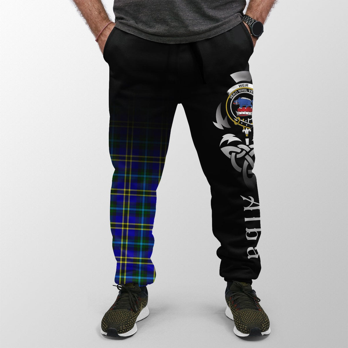 Weir Modern Tartan Crest Jogger Sweatpants - Alba Celtic Style