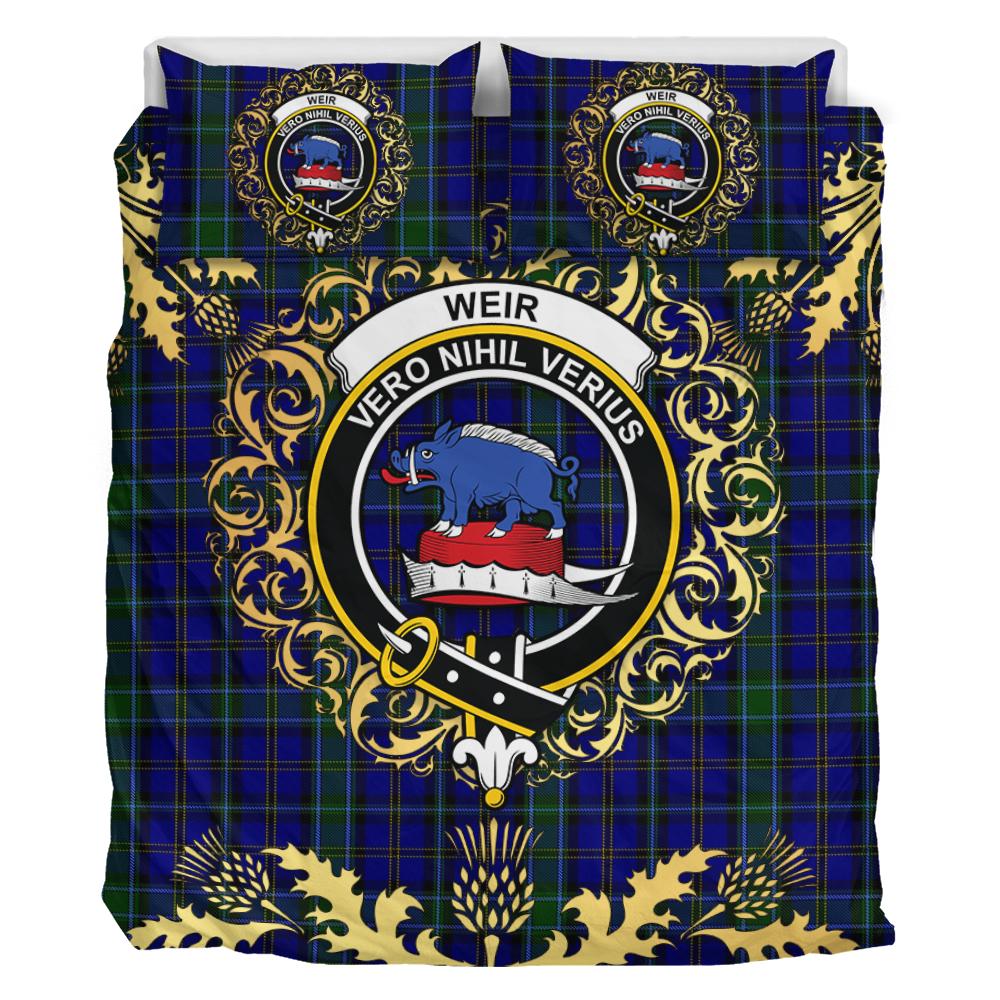 Weir Tartan Crest Bedding Set - Golden Thistle Style